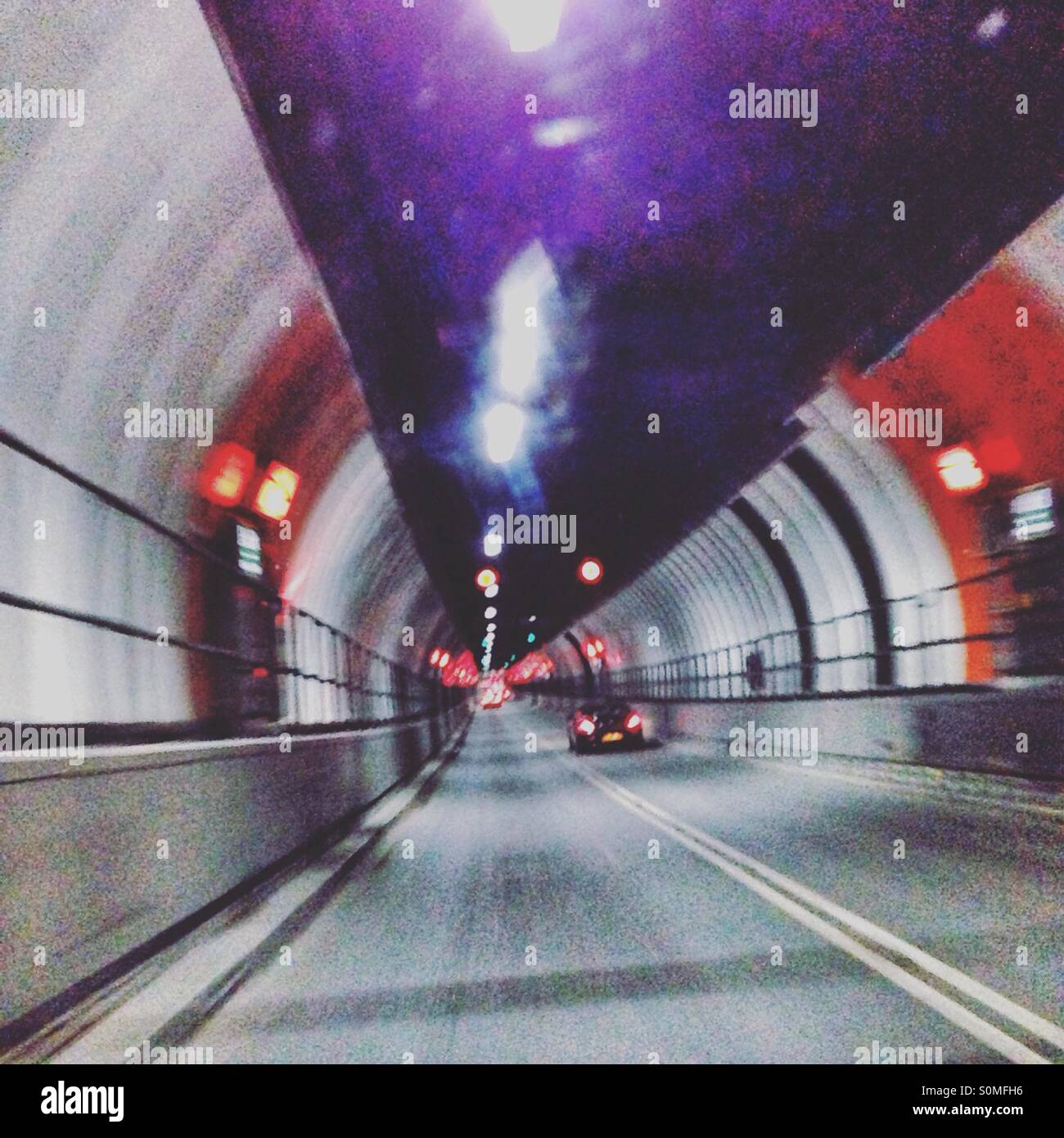 Driving through a tunnel in the UK Stock Photo
