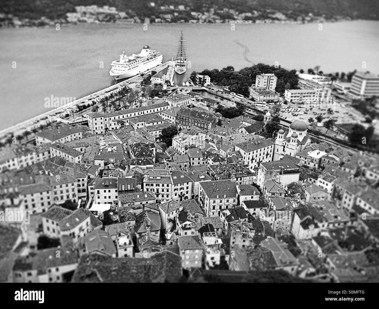 Old Kotor in Black and White - Smartphone Captured Stock Image