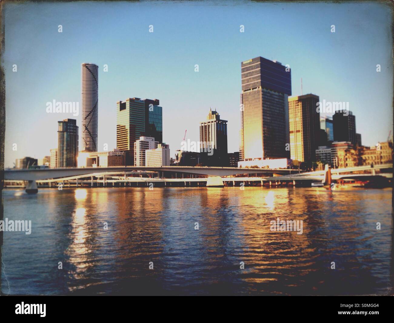 Brisbane's city skyline and river - Smartphone Captured Stock Image Brisbane's city skyline and river - Smartphone Captured Stock Image