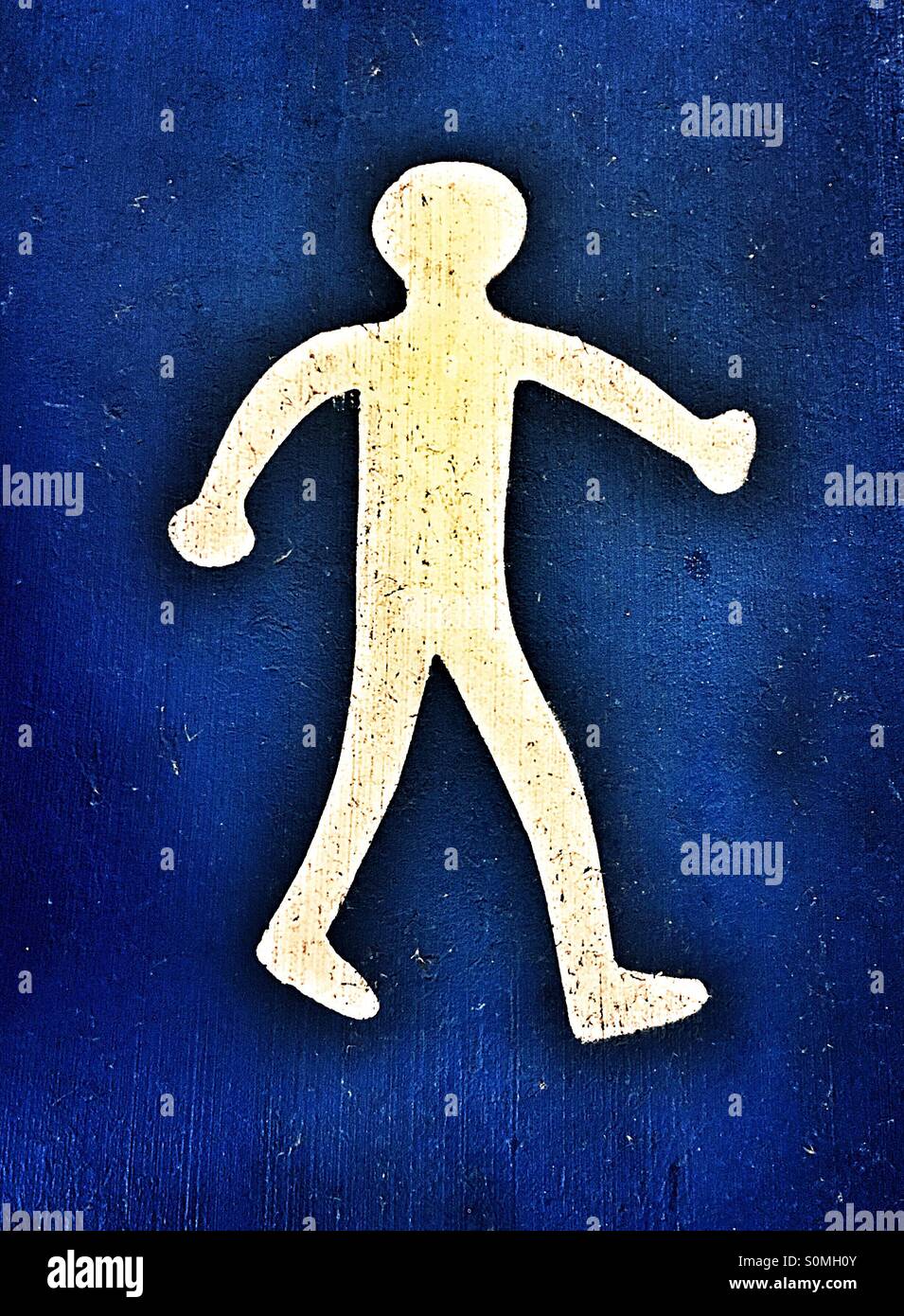 Pedestrian walkway image on blue background - Smartphone Captured Stock Image