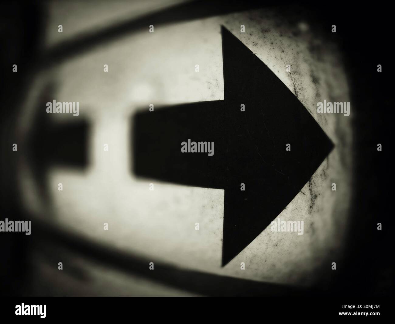 Arrows pointing left and right, forwards. - Smartphone Captured Stock Image