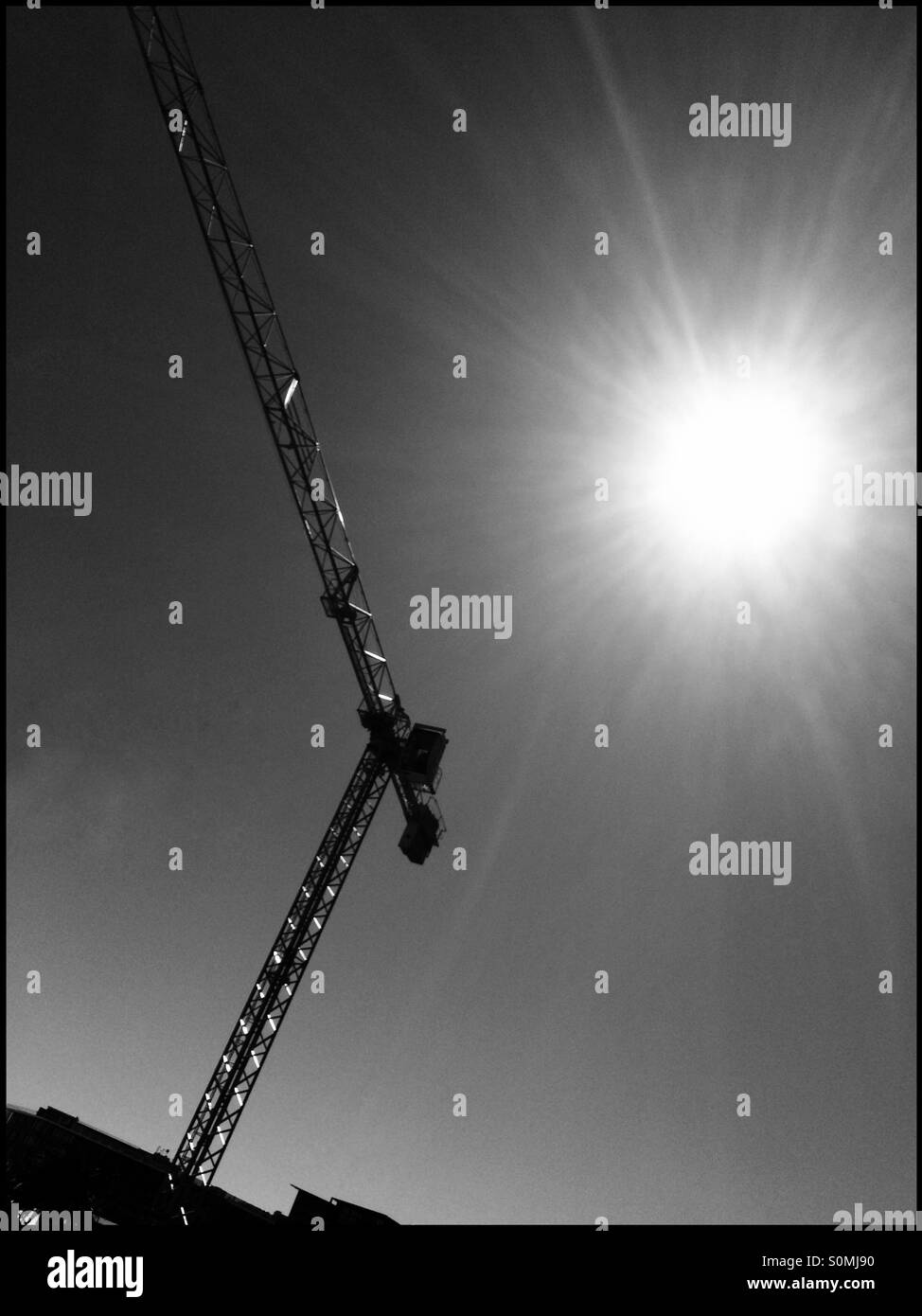 Black and white photo of a crane Stock Photo - Alamy