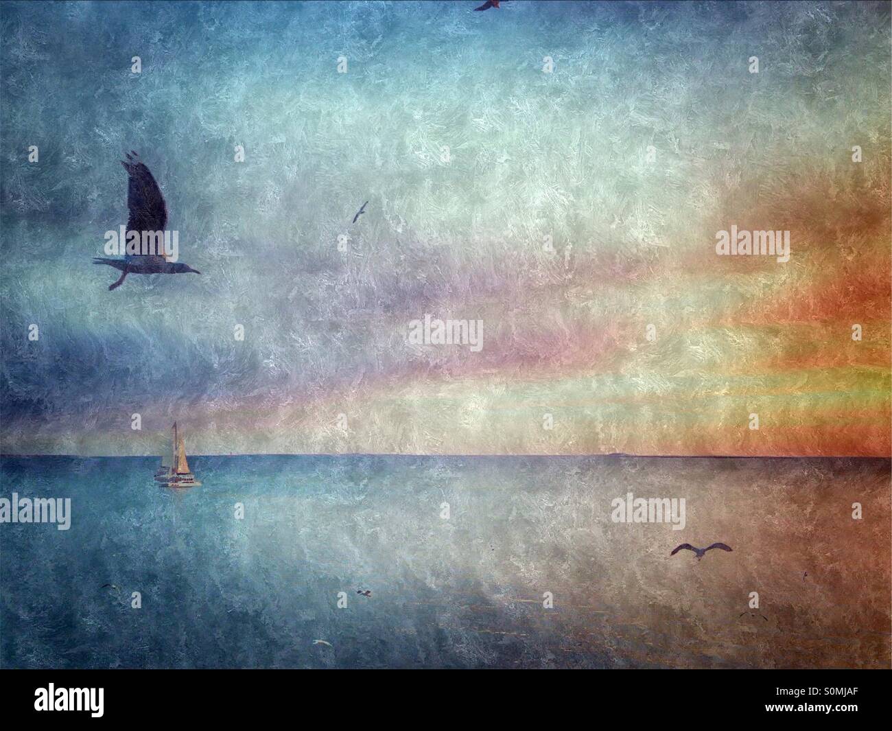 Sunset over the ocean. Stock Photo