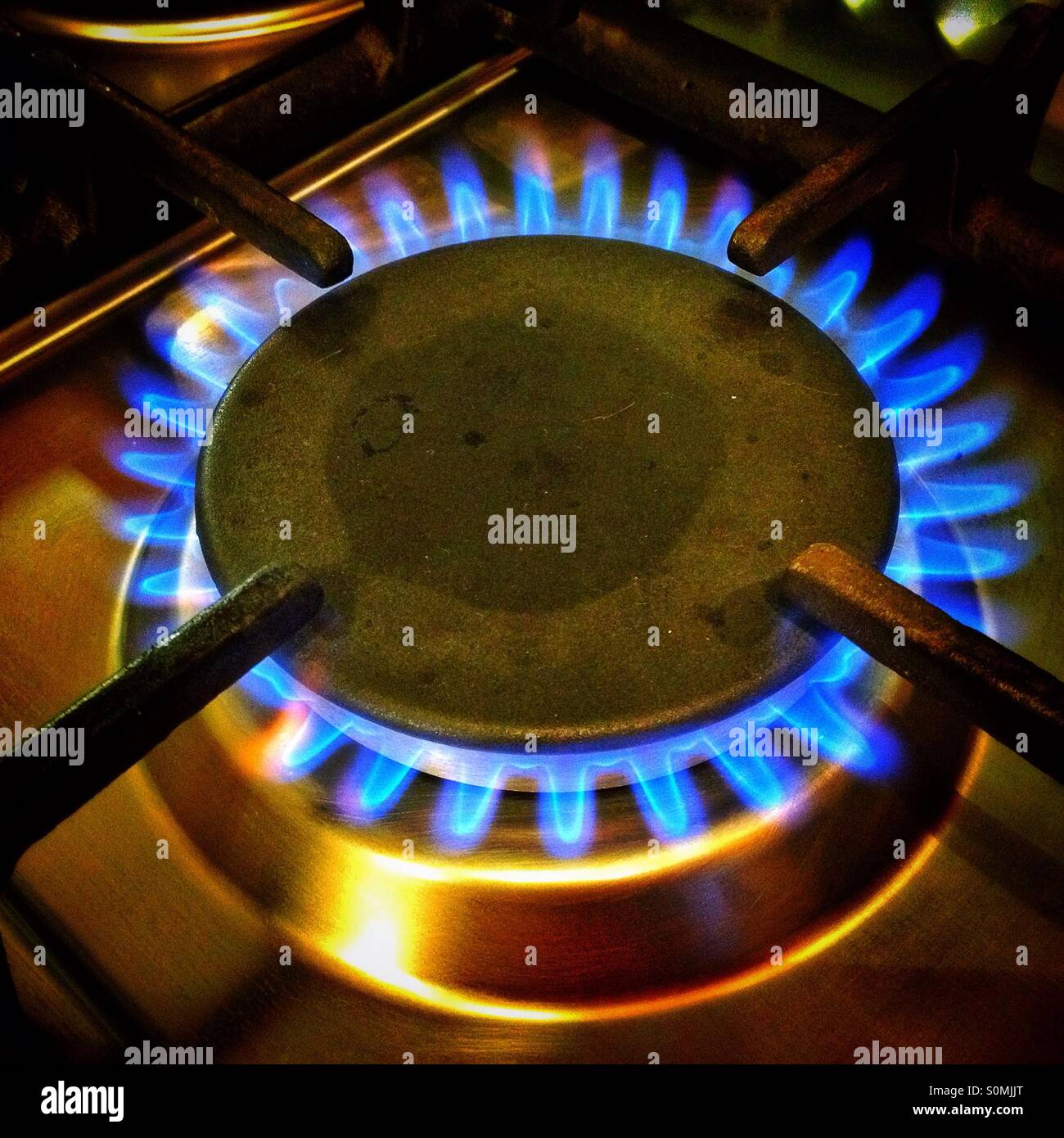 Gas ring on cooker Stock Photo Alamy