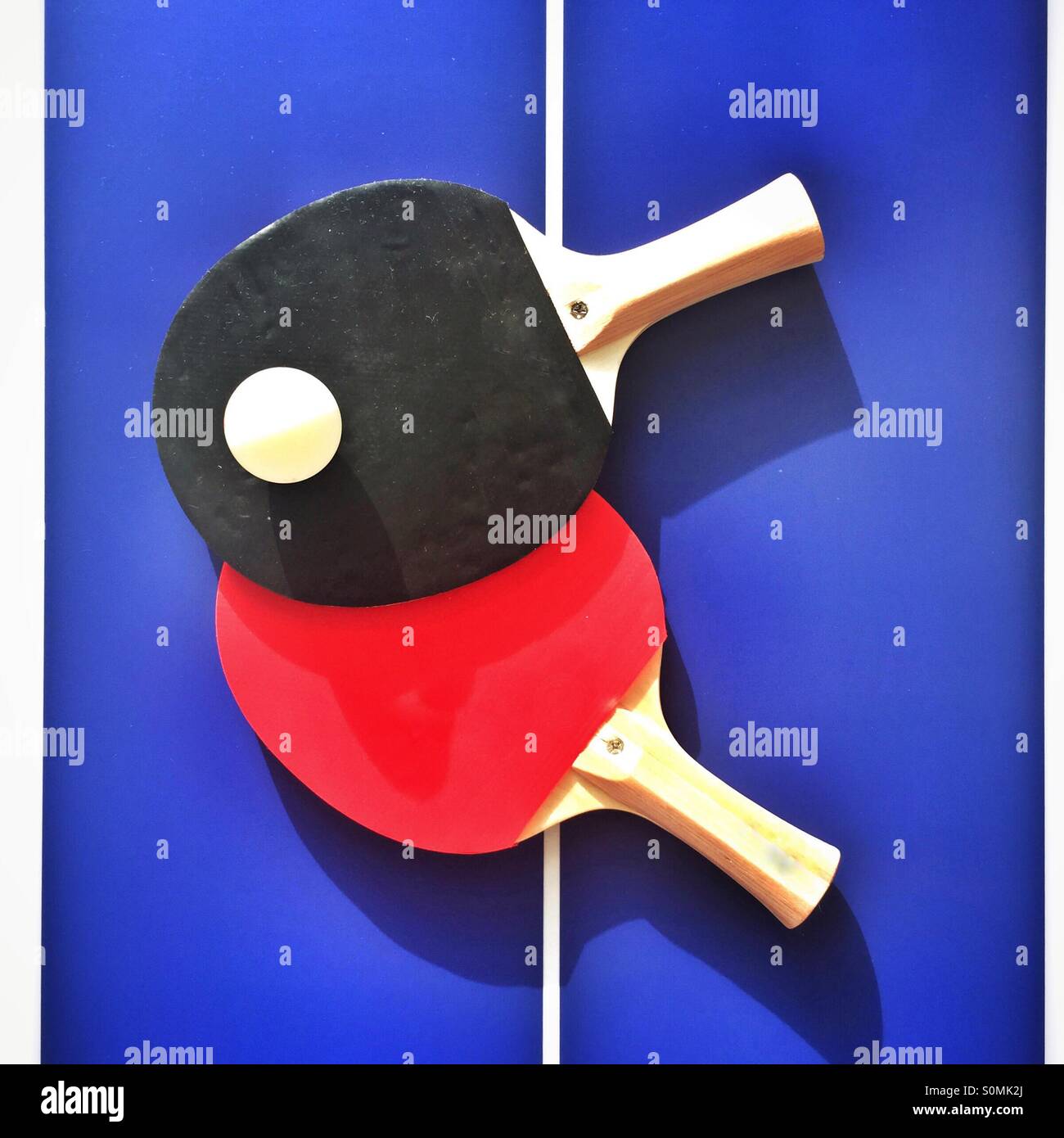 table tennis racket and ball Stock Photo