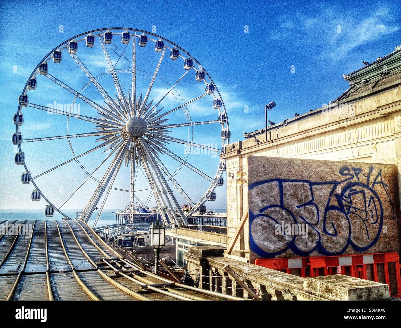 Ferris Wheel and graffiti Stock Photo