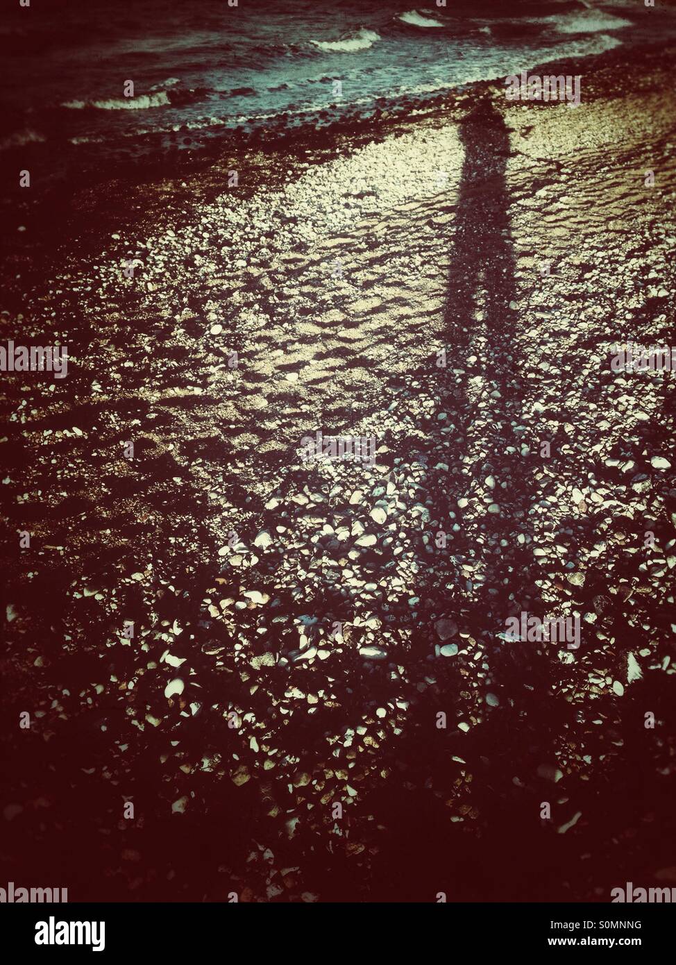 Beach selfie on the Baltic Sea on Hiddensee, Germany, in autumn - Smartphone Captured Stock Image