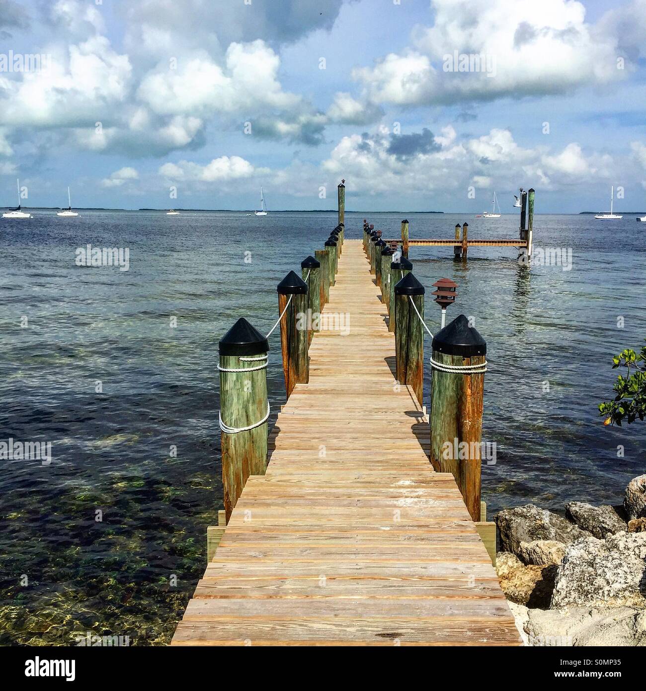 Ocean view from a dock, Key Largo Florida Keys Stock Photo - Alamy