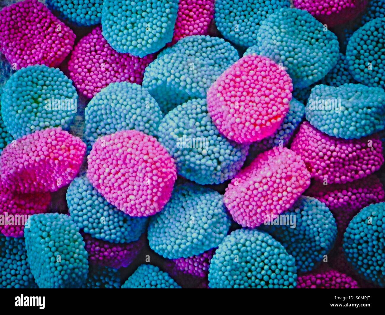 red and blue confectionery - Smartphone Captured Stock Image