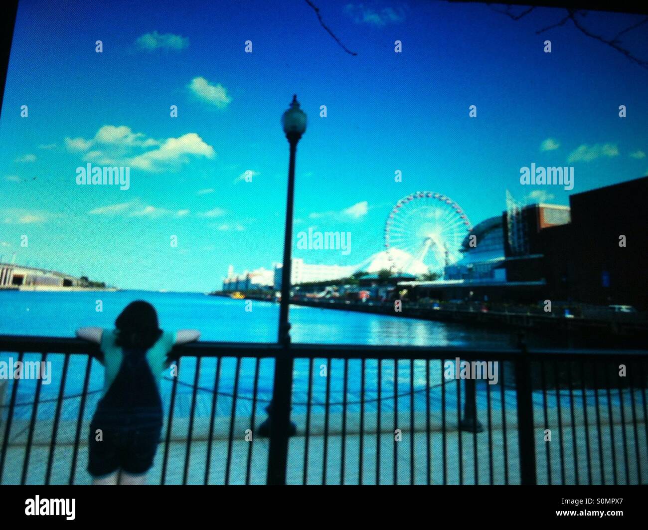 Looking out at Navy Pier Stock Photo