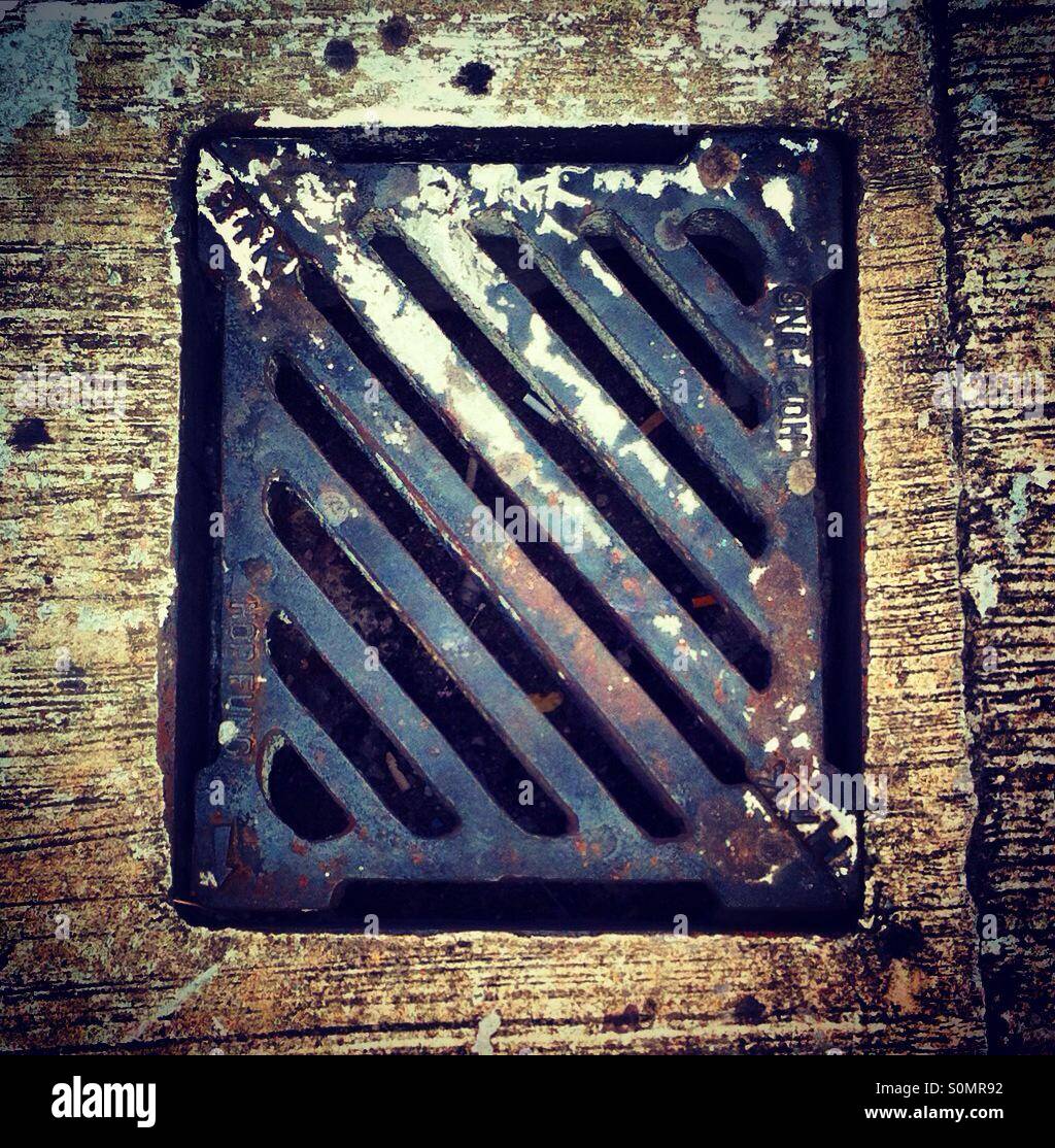Square drain from top - Smartphone Captured Stock Image