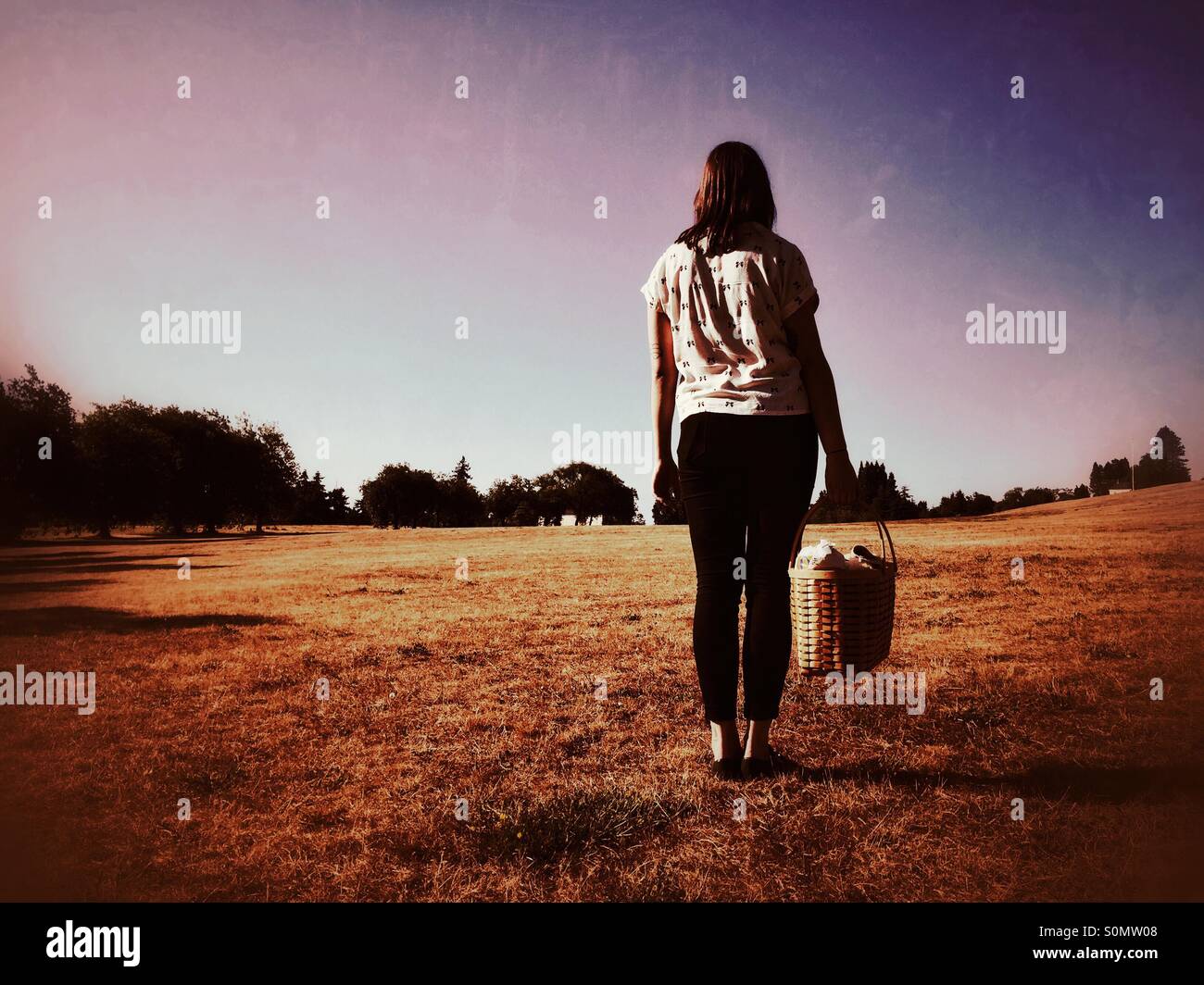 young woman going to a picnic - Smartphone Captured Stock Image