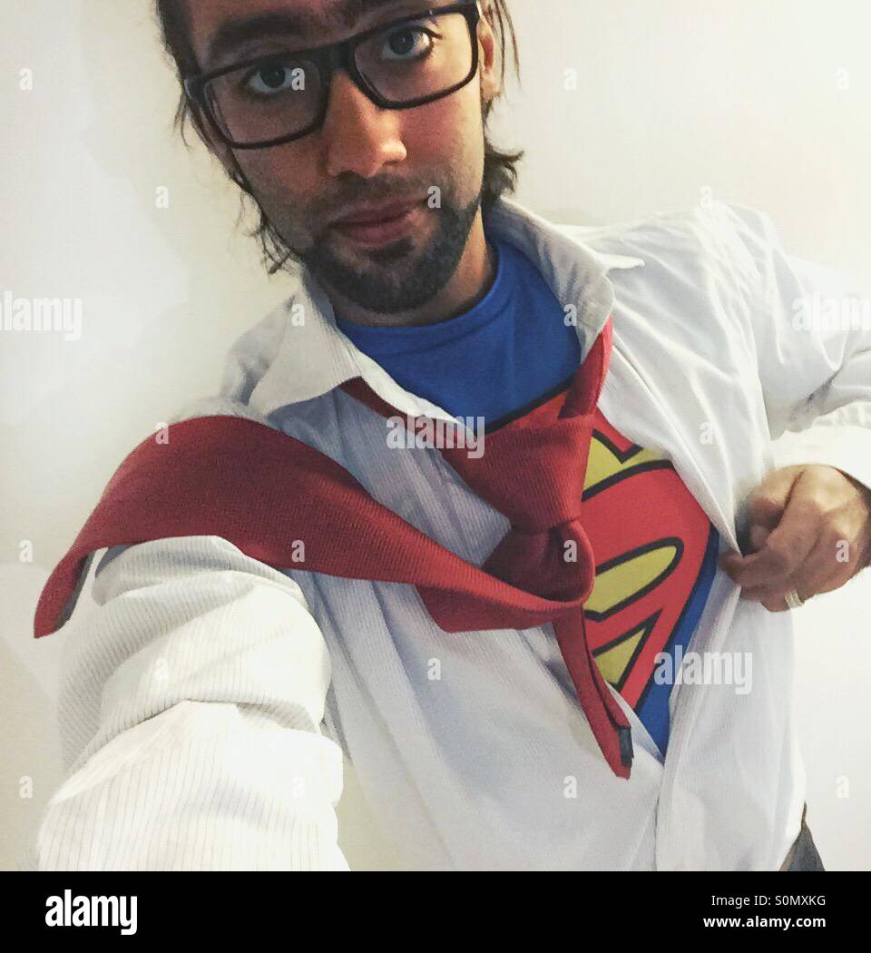 Superman clark kent costume Stock Photo