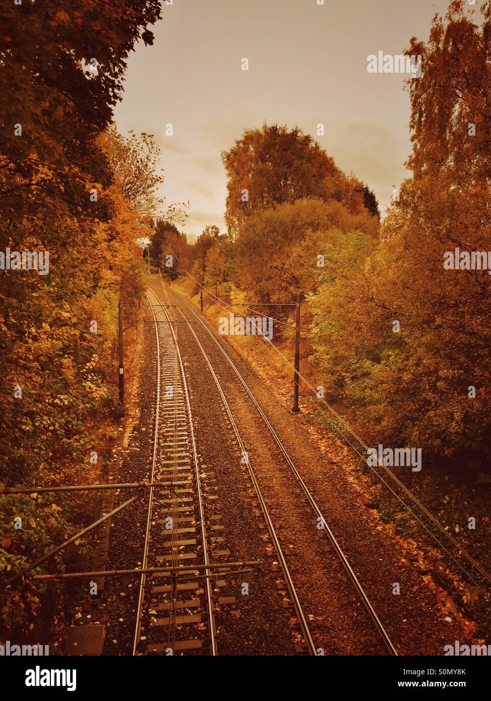 Empty railway tracks Manchester UK Stock Photo