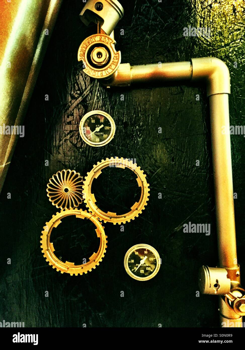 Cogs, wheels, gauges, springs, pipes - Smartphone Captured Stock Image