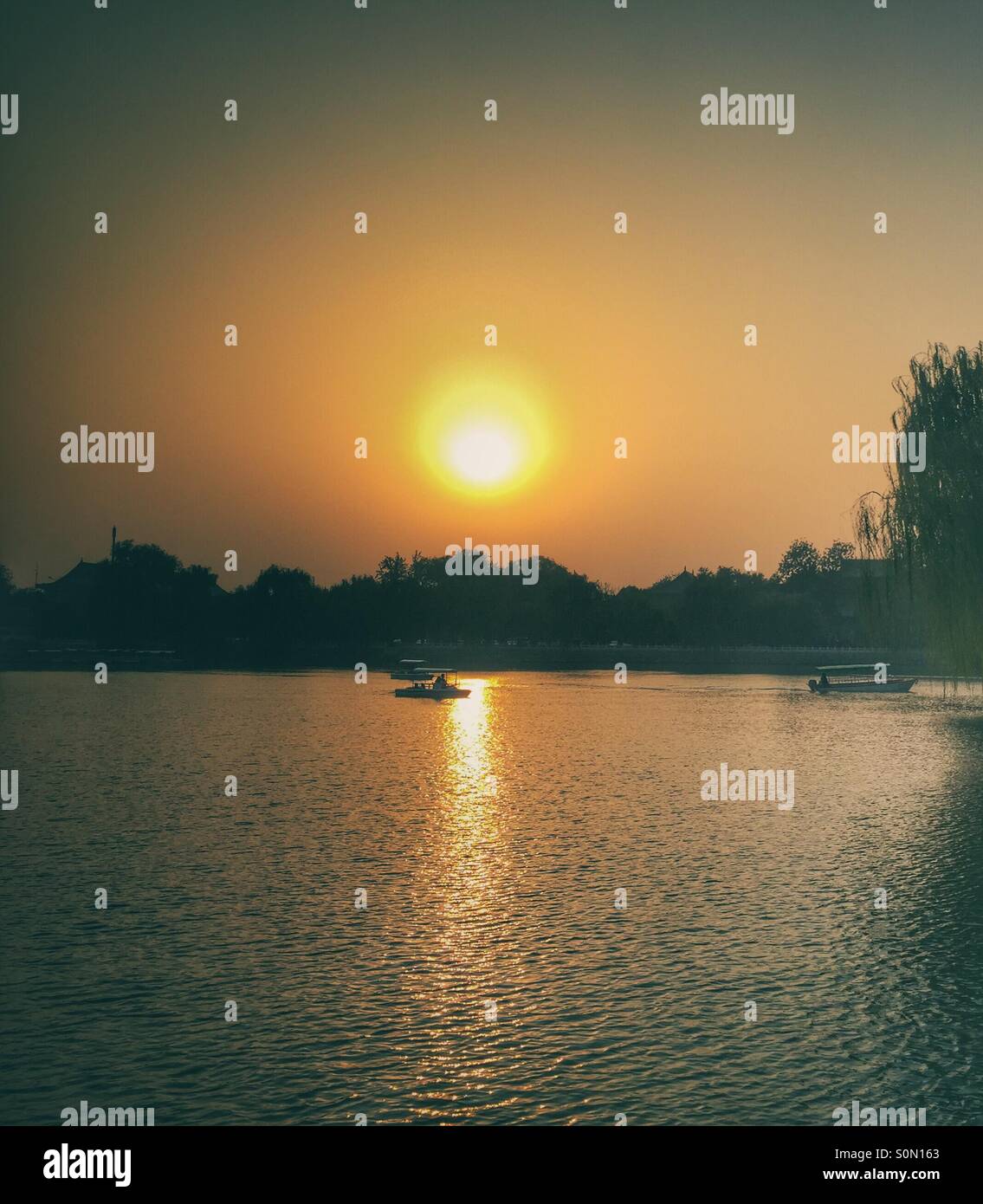 Beihai park sunset Beijing China - Smartphone Captured Stock Image