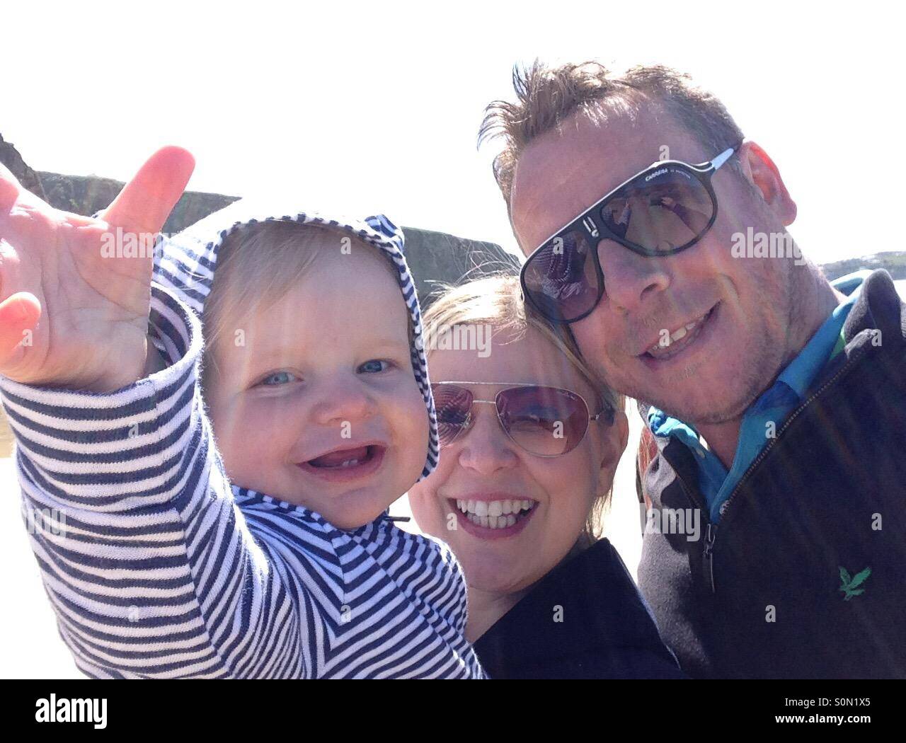 Family selfie on holiday Stock Photo