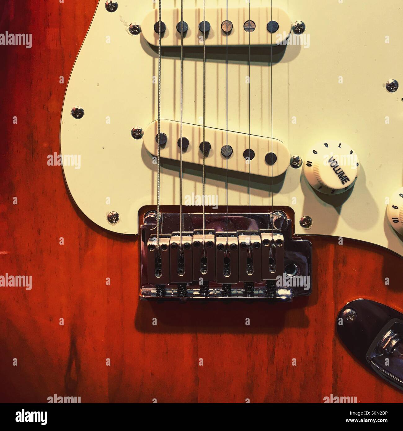 Close-up of an electric guitar. - Smartphone Captured Stock Image