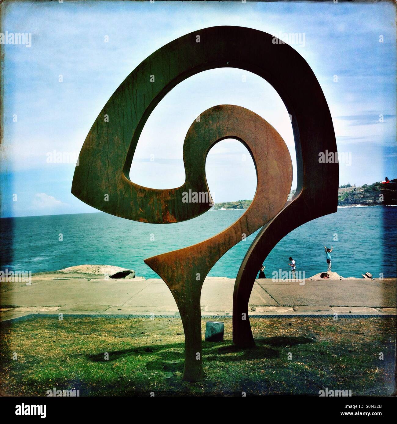 Sculptures by the sea in Bondi Sydney - Smartphone Captured Stock Image