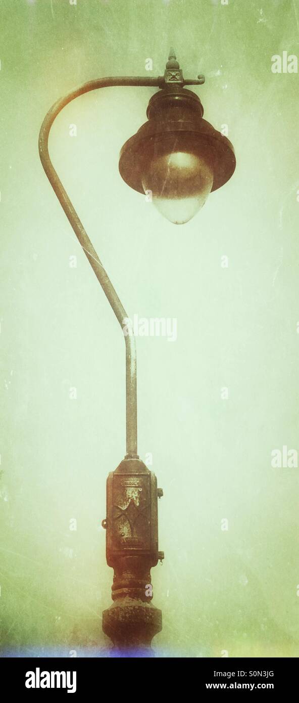 Old street lamp in the fog - Smartphone Captured Stock Image