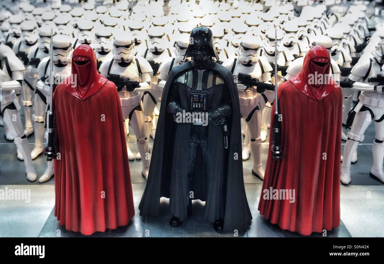 Models Of Darth Vader And An Army Of Stormtroopers