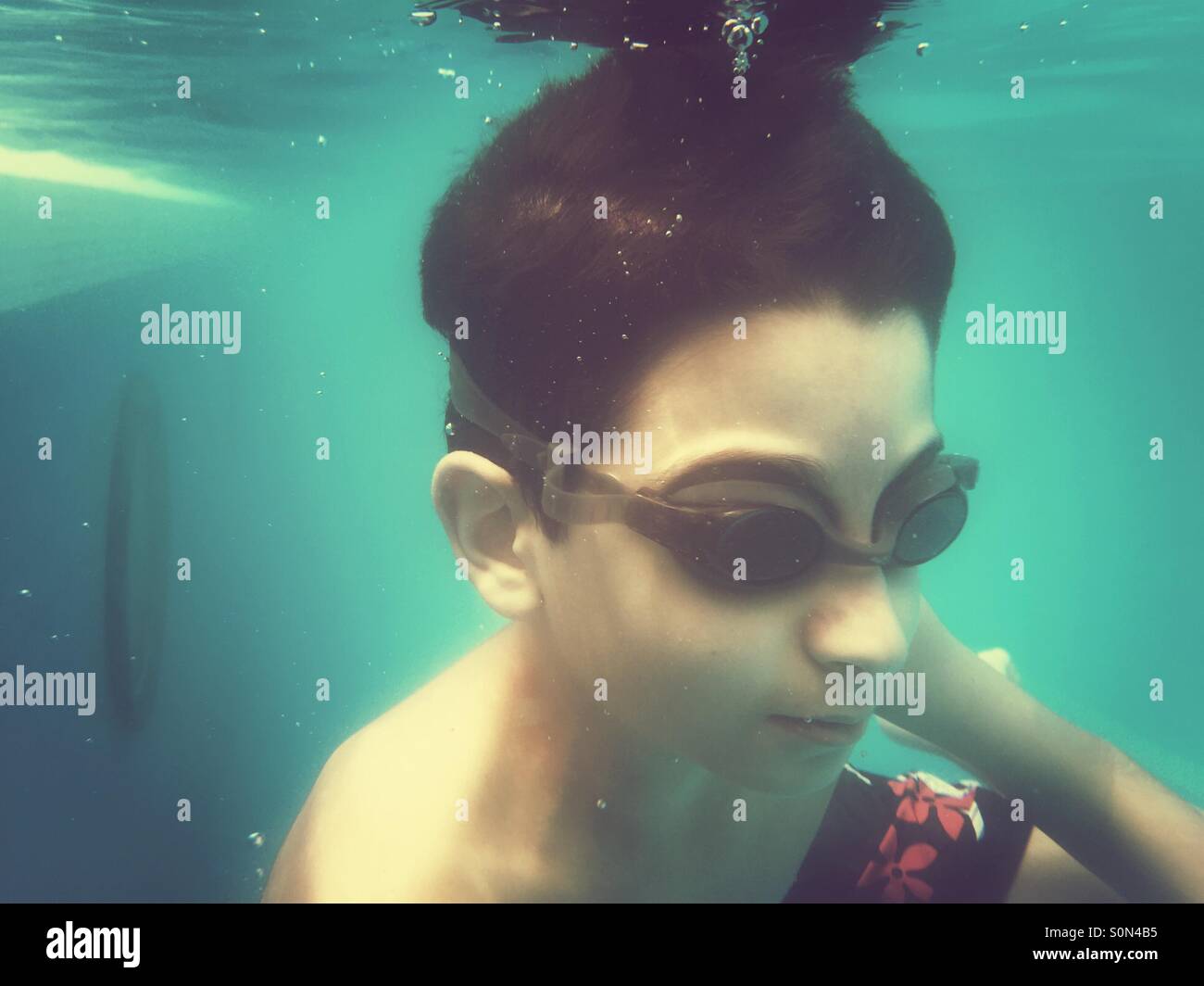 Little boy swimming underwater Stock Photo Alamy