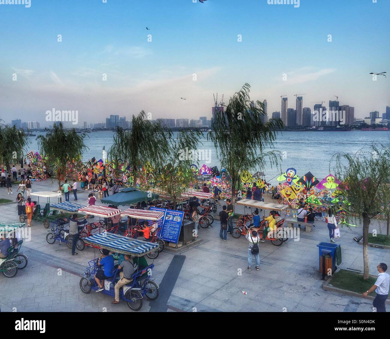 Yangtze or yangzi river bank in Wuhan, China - Smartphone Captured Stock Image