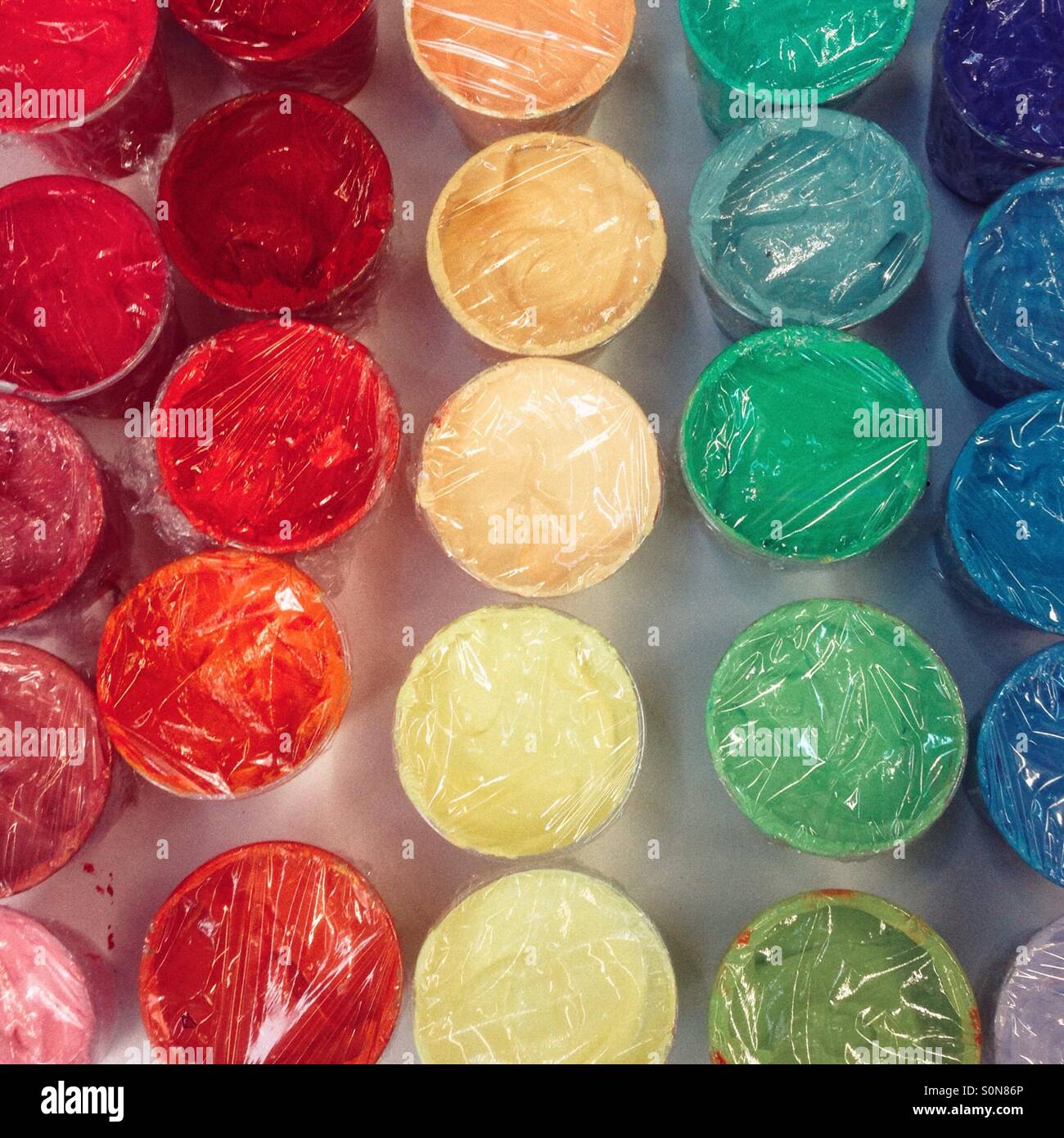 Colourful pots of paint - Smartphone Captured Stock Image