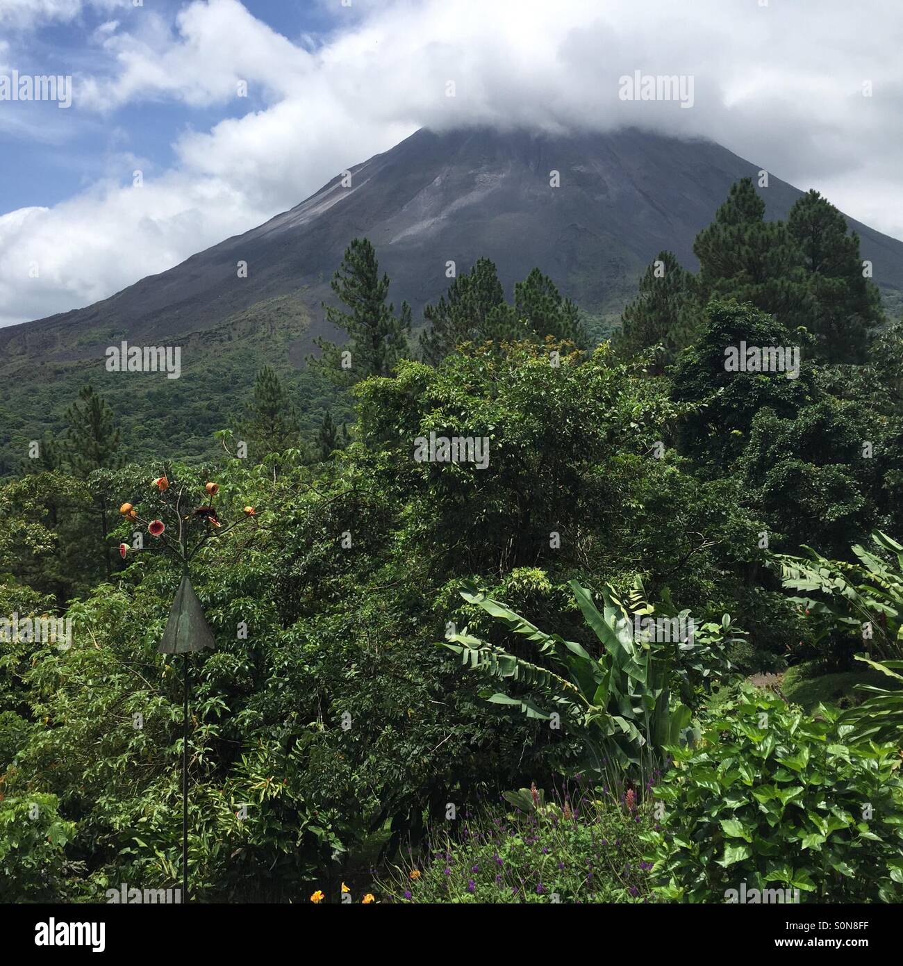 Arenal Volcano viewed from the Observatory Lodge in Costa Rica Stock Photo