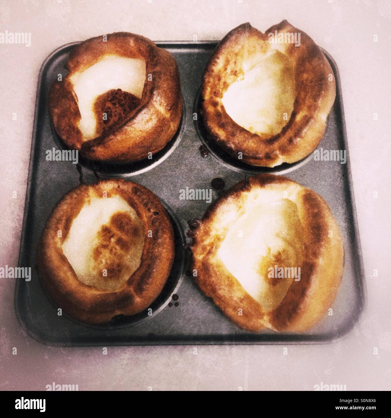Tray of Yorkshire puddings - Smartphone Captured Stock Image
