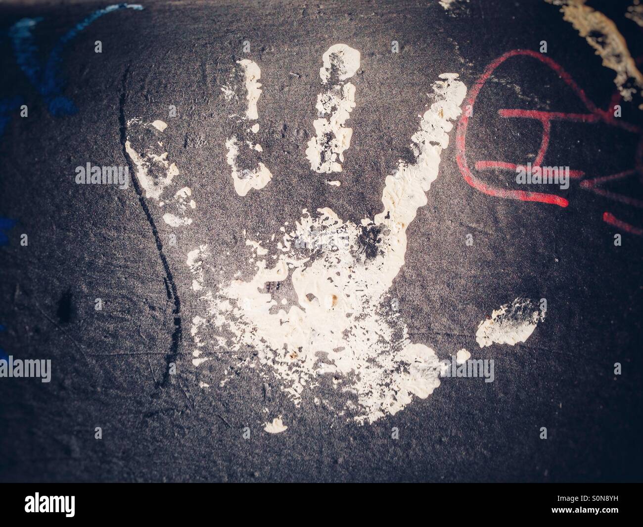 A chalk hand print - Smartphone Captured Stock Image