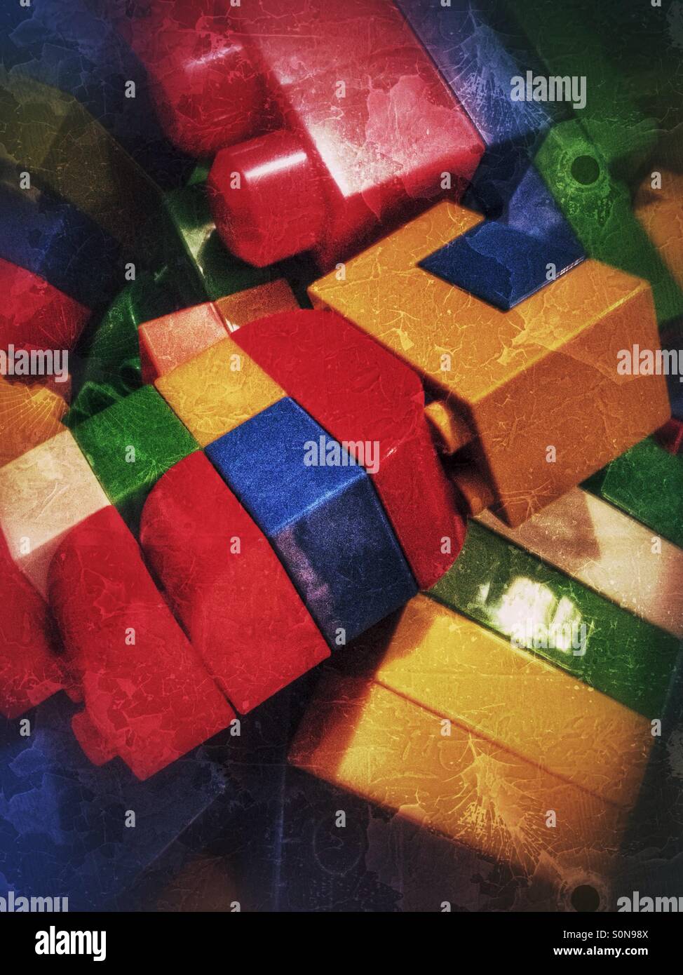 Toy plastic building blocks. - Smartphone Captured Stock Image