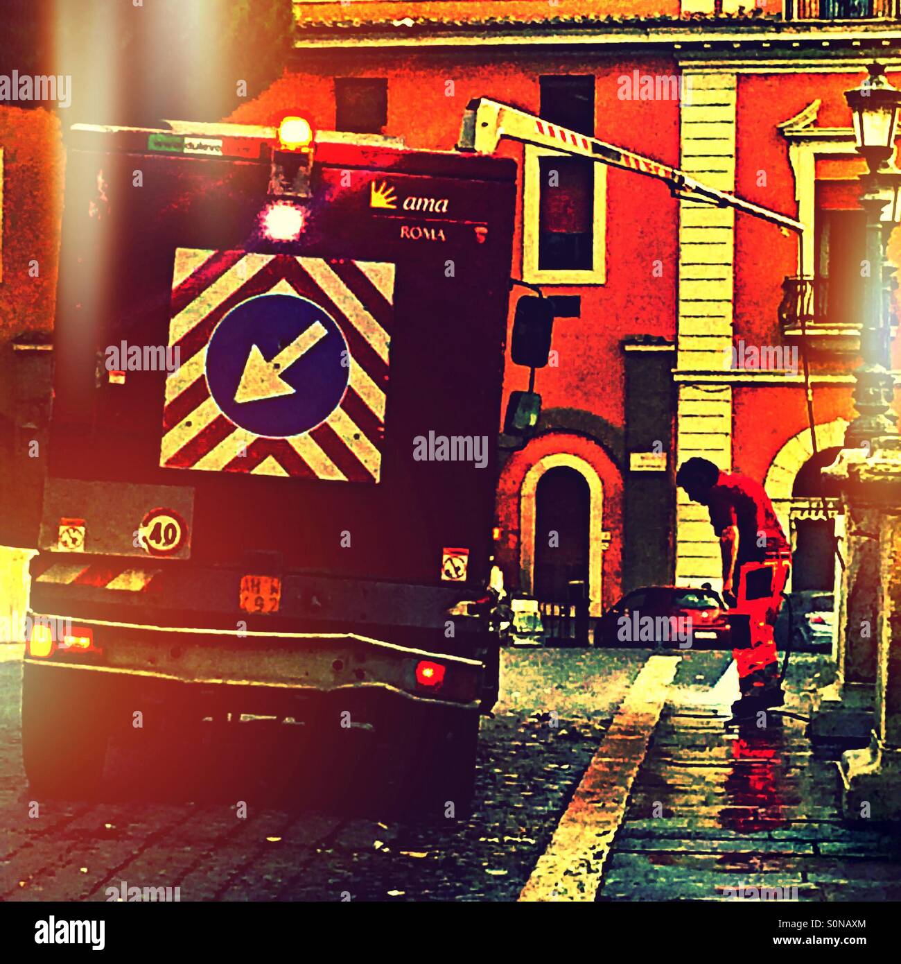 Rome street cleaner - Smartphone Captured Stock Image