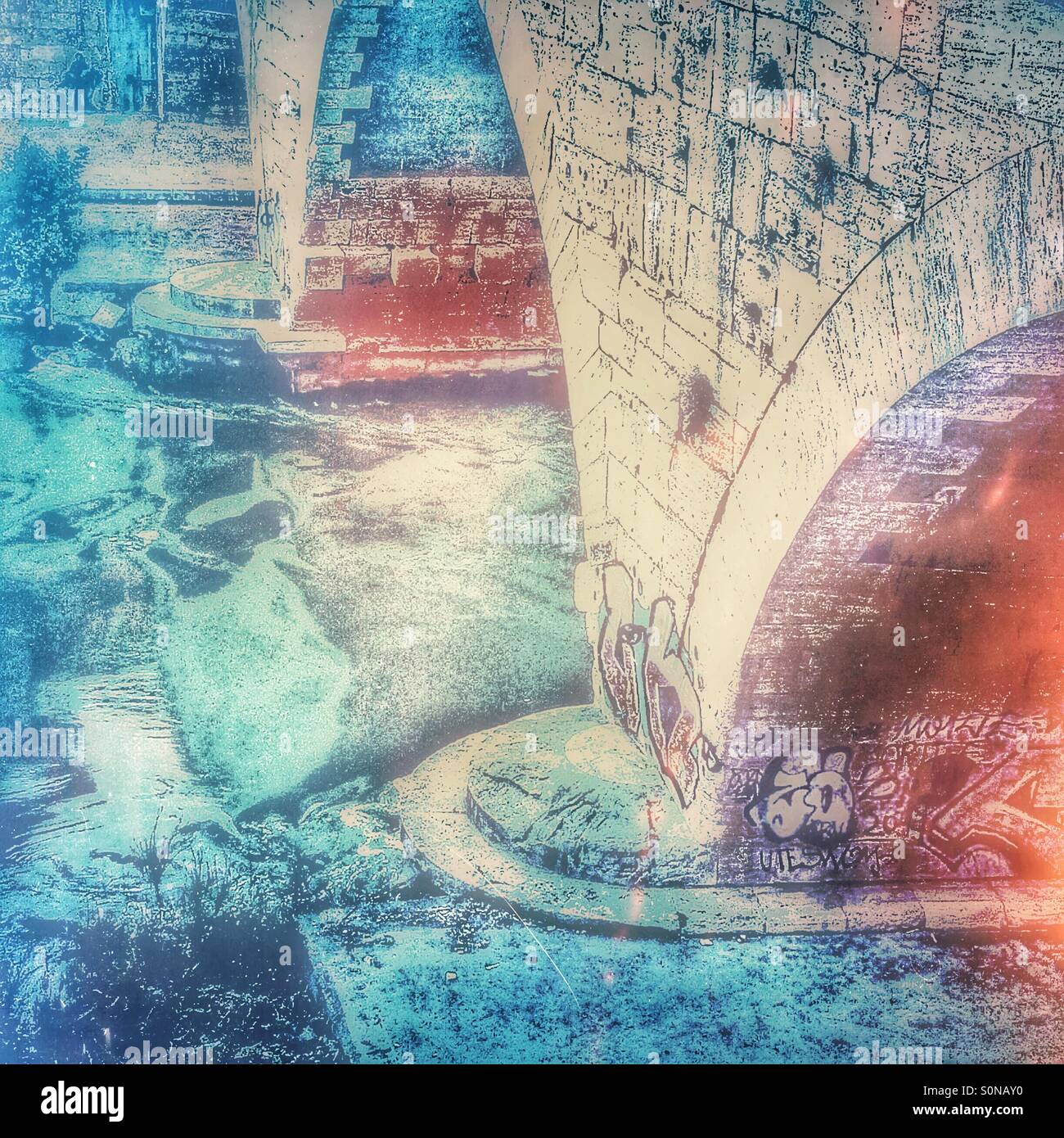 Retro bridge fantasy - Smartphone Captured Stock Image