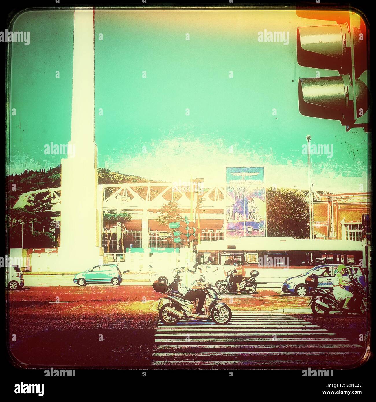 Pedestrian crossing Foro Italico Rome - Smartphone Captured Stock Image
