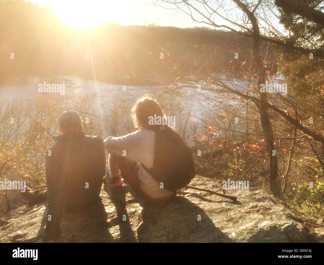Resting on the Maryland Heights Trail, near Harper's Ferry , West Virginia- trail in Maryland - Smartphone Captured Stock Image