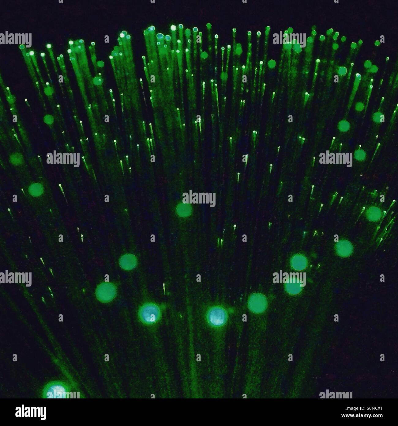Fibre optic lights in green Stock Photo Alamy