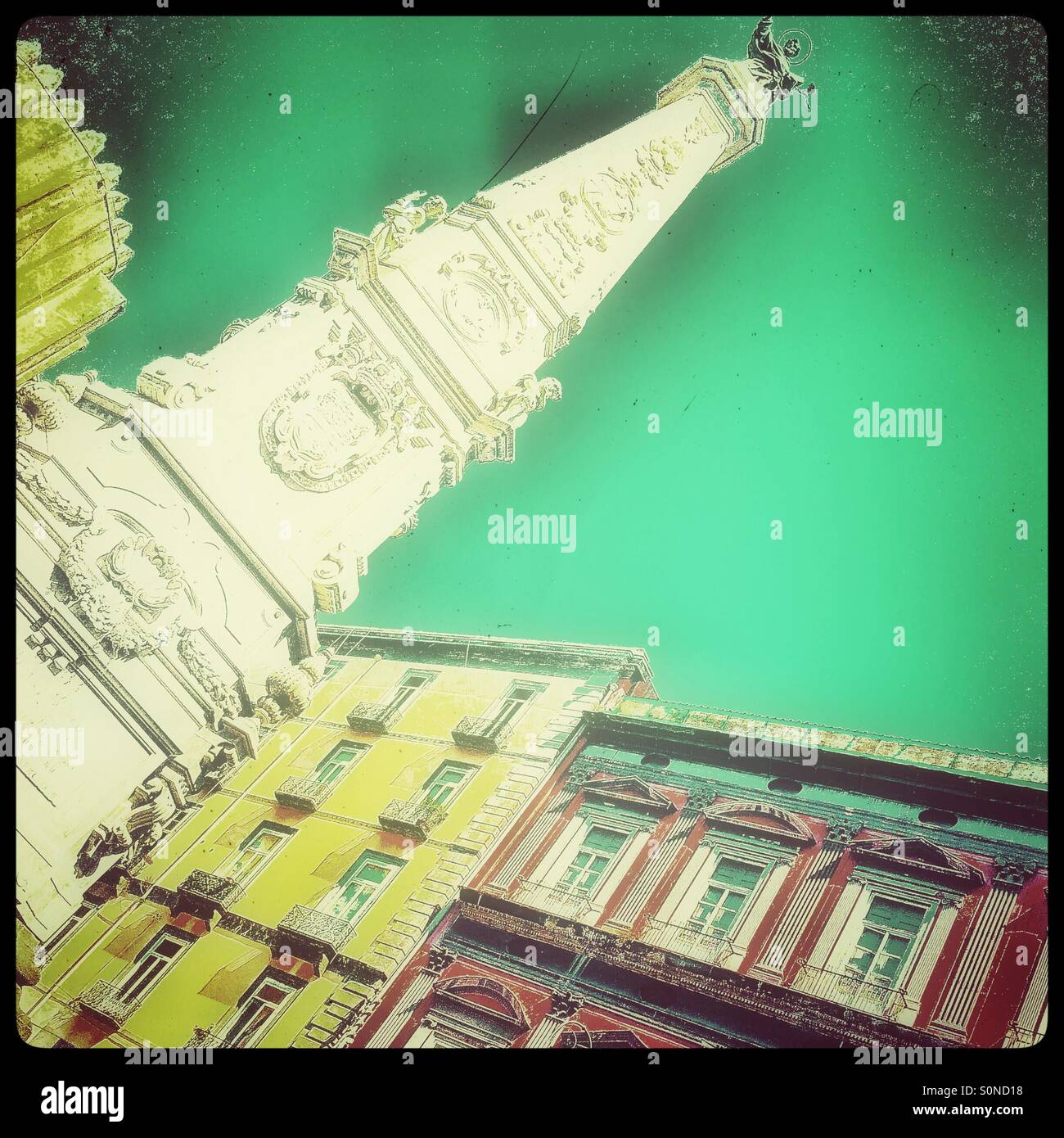 Spire of San Domenico, built between 1656 and 1737 to celebrate deliverance from the plague, Naples. - Smartphone Captured Stock Image