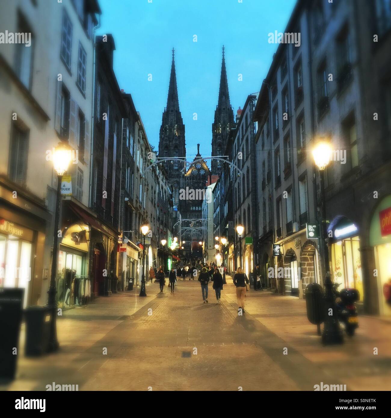 Rue de gras Cathedral of Clermont Ferrand Auvergne France Europe - Smartphone Captured Stock Image