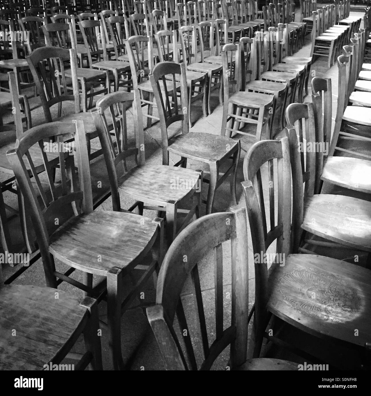 Wooden chairs in row - Smartphone Captured Stock Image