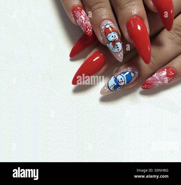 Christmas fingernails with copy whitespace - Smartphone Captured Stock Image