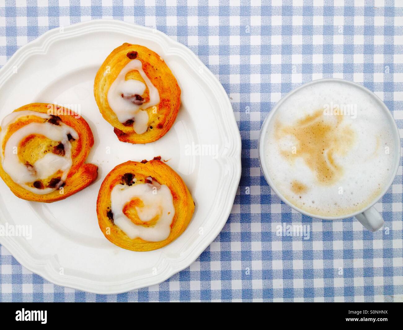 Pains aux raisins with coffee - Smartphone Captured Stock Image