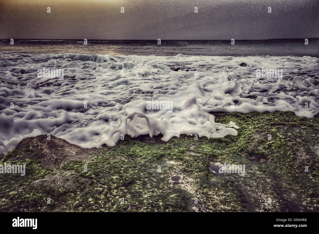 Dramatic incoming tide - Smartphone Captured Stock Image
