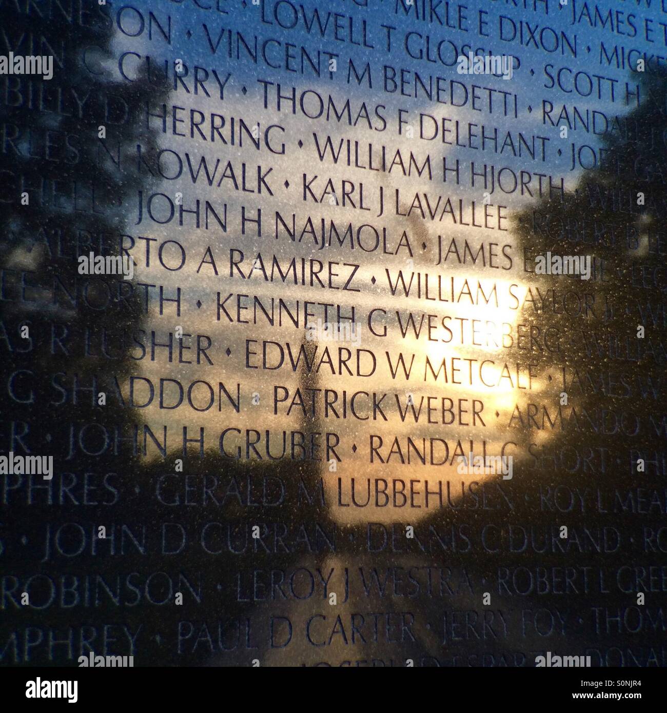Sunrise on Vietnam Veterans Memorial, Washington DC - Smartphone Captured Stock Image