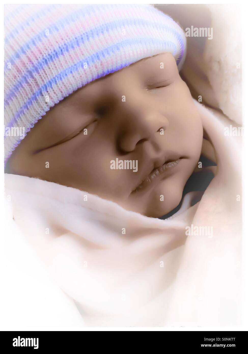 1 day old newborn sleeping Stock Photo