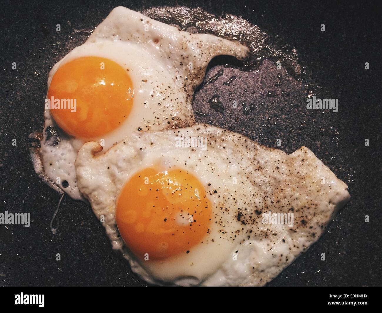 Fried eggs for dinner - Smartphone Captured Stock Image