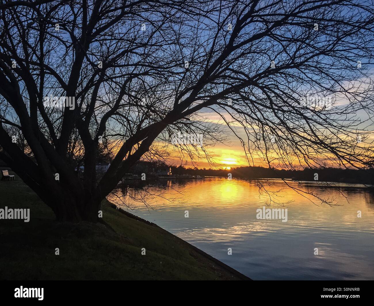 Sunset at Dowling College, Oakdale, New York . Stock Photo