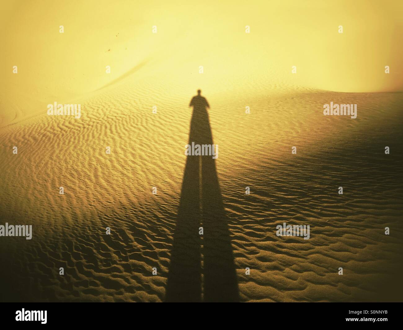 Shadow of a man in the desert - Smartphone Captured Stock Image