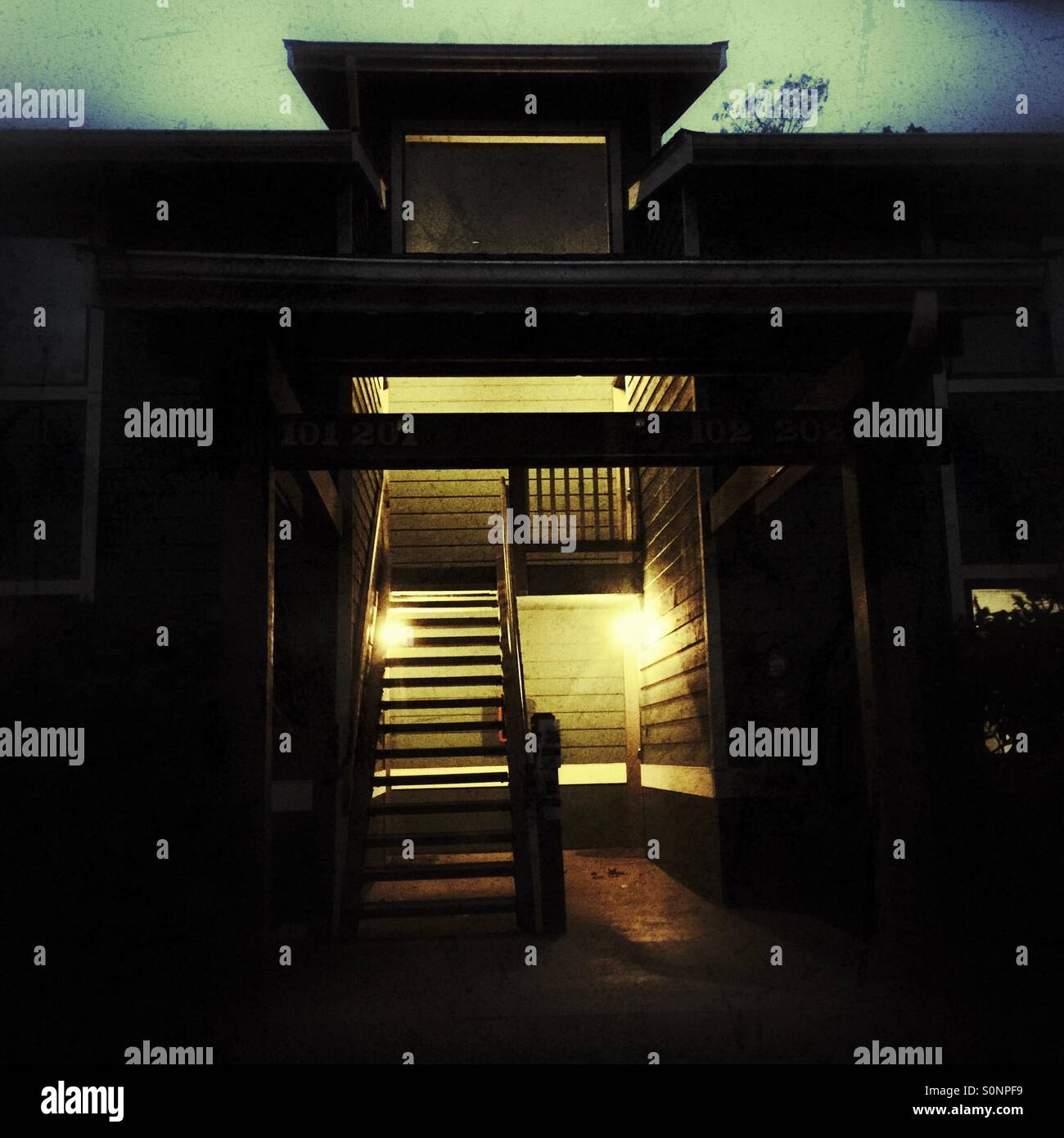 Entrance to the typical apartment building in U.S. - Smartphone Captured Stock Image