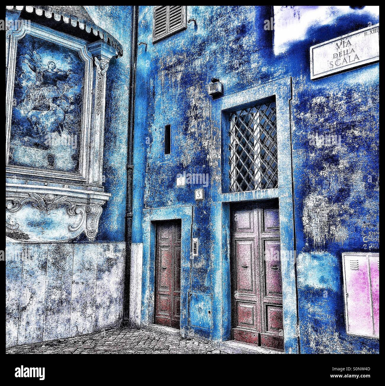 Blue Rome corner - Smartphone Captured Stock Image